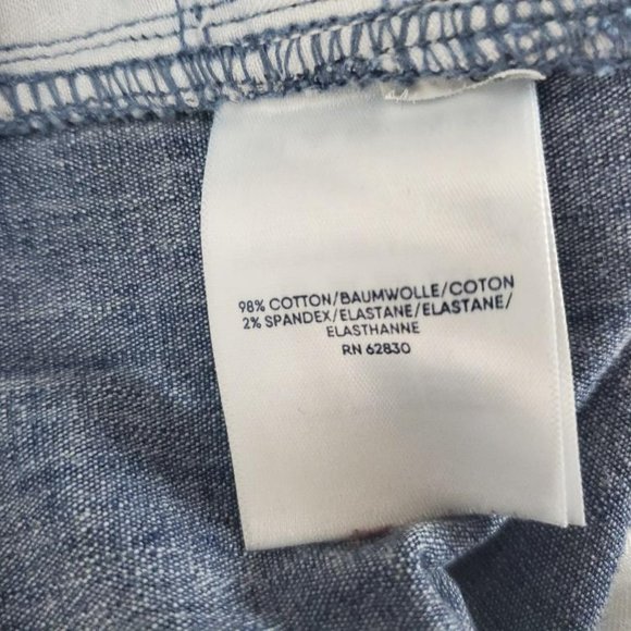 Lands End Pull On Ankle Pants Womens 12 Mid Rise Elastic Waist Chambray Pockets - Picture 6 of 11